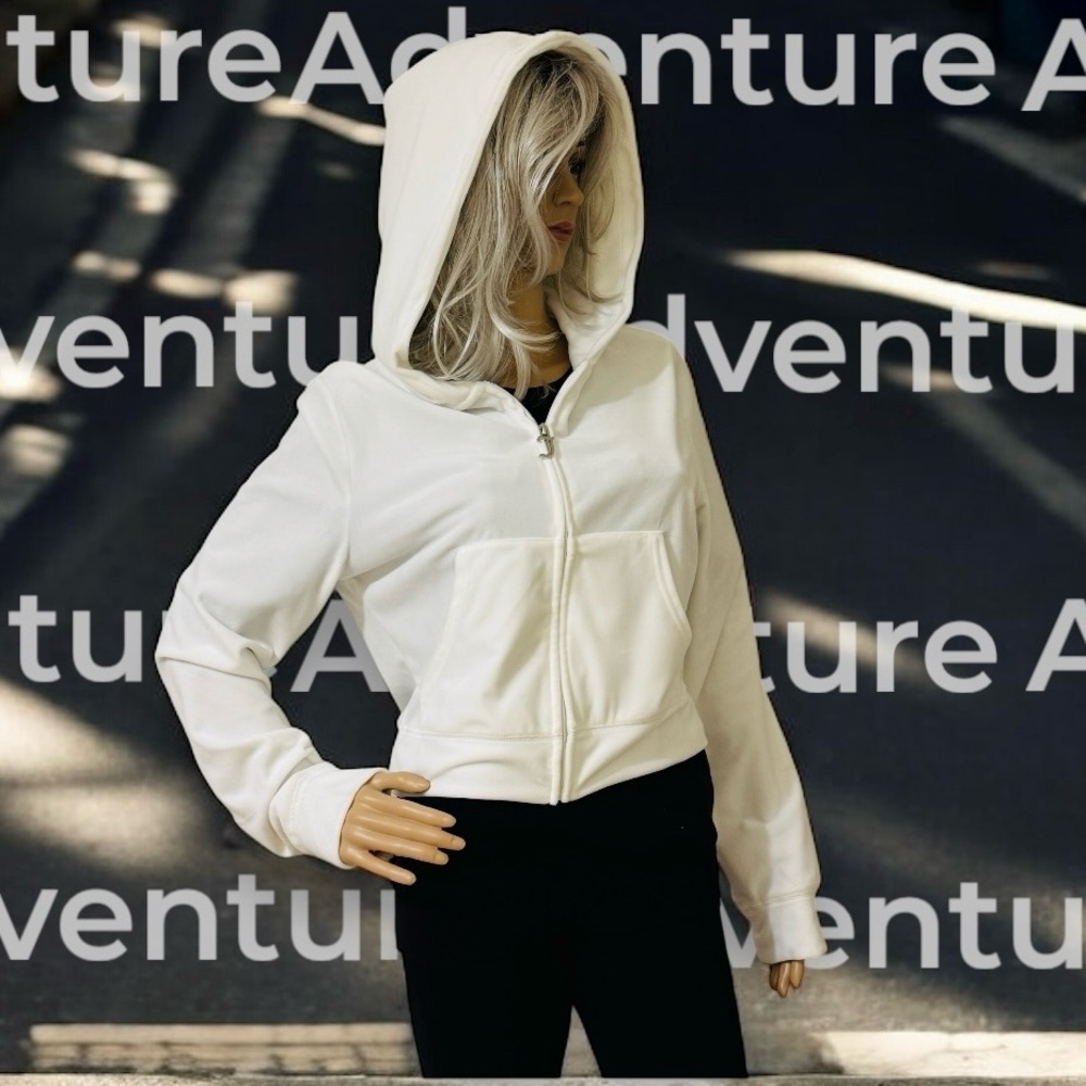 JUICY COUTURE NEW Velour Bling White Hoodie Jacket Sz L